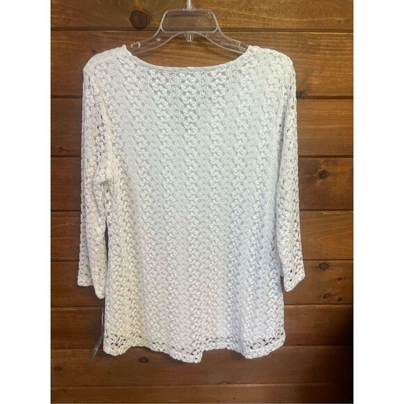 JM Collection Womans embroidered top Sz M Bright White NWT - Picture 2 of 8